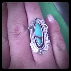 Huge authentic turquoise ring 925 Sterling sz 8
